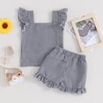thumbnail image 3 of Bagilaanoe 2pcs Toddler Baby Girl Shorts Set Plaid Ruffle Sleeveless Tank Tops + Shorts 6M 12M 18M 24M 3T 4T Kids Casual Summer Clothes, 3 of 7