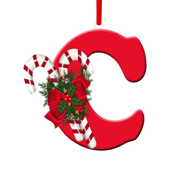 Adorno de alfabeto de árbol de Navidad personalizado | Decoración colgante de letras acrílicas • Acentos de sombrero de Papá Noel rojo • Colgante escribible de bricolaje • Decoración duradera del