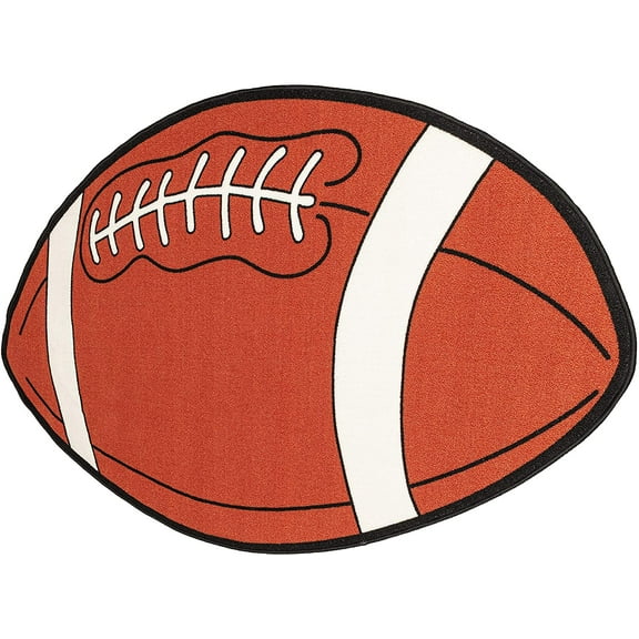 Furnish My Place 715 Football Shape 3'3"x5' Kids Play Area Rug for Playroom, Bathroom & Kindergarten Classroom, Football Shaped Rug, Anti Skid Rubber Backing, Multicolor