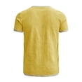 thumbnail image 2 of Casual Breathable Linen Tee for Men Short Sleeve Crewneck Summer Top Lightweight Vacation Shirt Relaxed Fit Beach Travel Tee Yellow M, 2 of 2