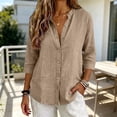 thumbnail image 3 of Stralyhd 3/4 Sleeve Tops for Women 2026 Summer Button Down Shirt Casual V Neck Top Loose Fit Vacation Henley Blouse Beige XL, 3 of 4