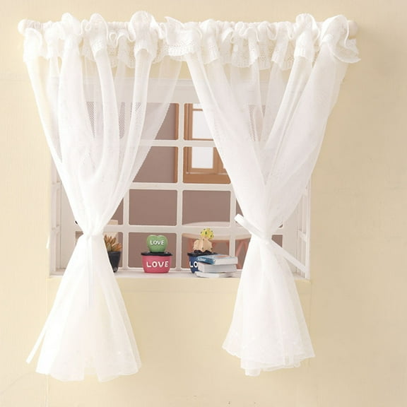 Joernso 1/6 1/12 Dollhouse Accessory Miniature Lace Window Curtain Mini Bedroom Furniture Accessory Realistic Micro Landscape Ornament Photo Prop