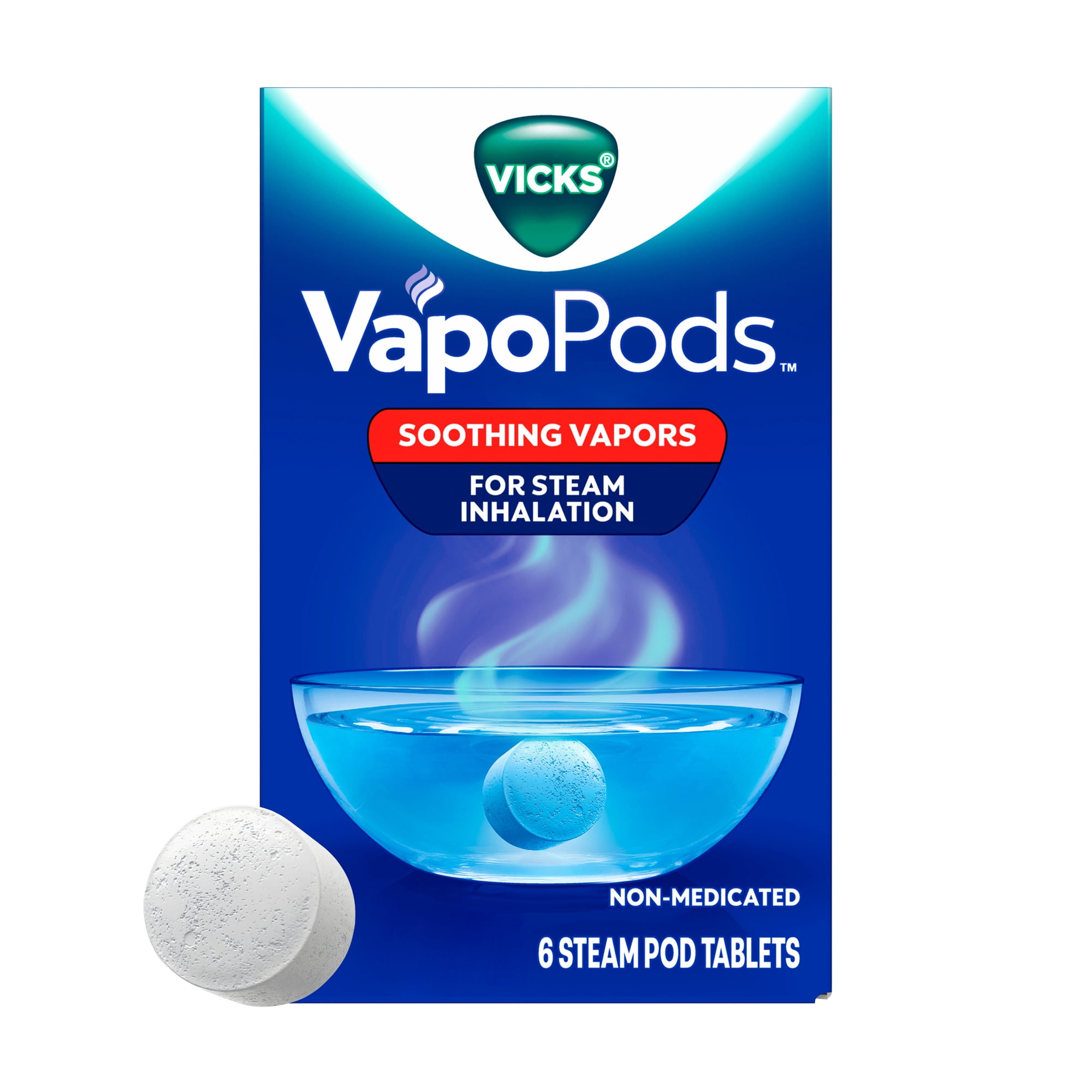 Vicks VapoPods Non-Medicated Steam Inhalation Pods, Eucalyptus Menthol, 6 Count