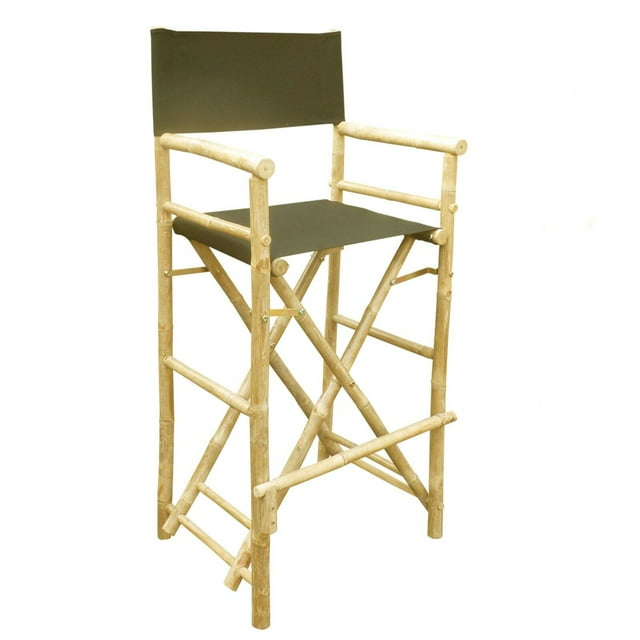 Statra Bamboo Indoor Outdoor Canvas Directors Chair Barstool - Set of 2