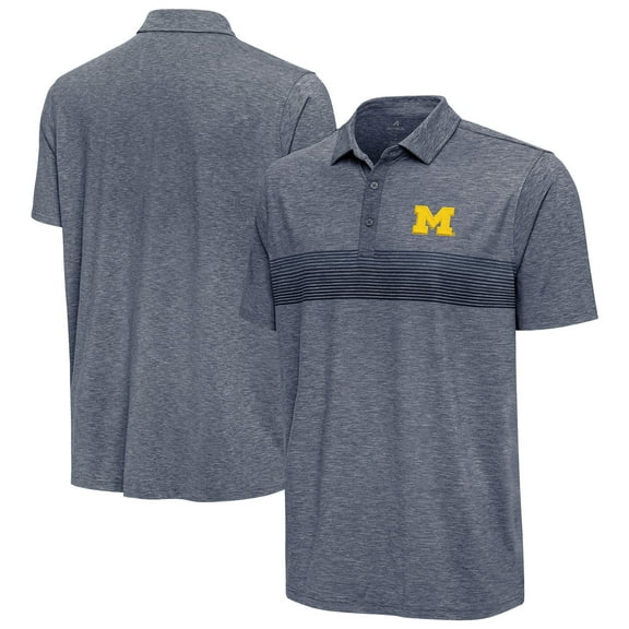 Men's Antigua Heather Navy Michigan Wolverines Dashing Polo