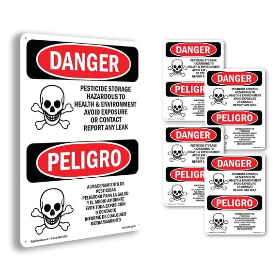 Pesticide Storage Hazardous To HealthSign OSHA Danger Rigid Plastic Sign 14 Inch x 10 Inch - 5 Pack