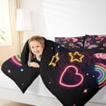 thumbnail image 3 of Metsweet Neon Unicorn Full Size Comforter Sets 3-Piece, Abstract Plaid Rainbow Bedding Comforter Set,Black Reversible,1 Comforter and 2 Pillowcases, 3 of 6