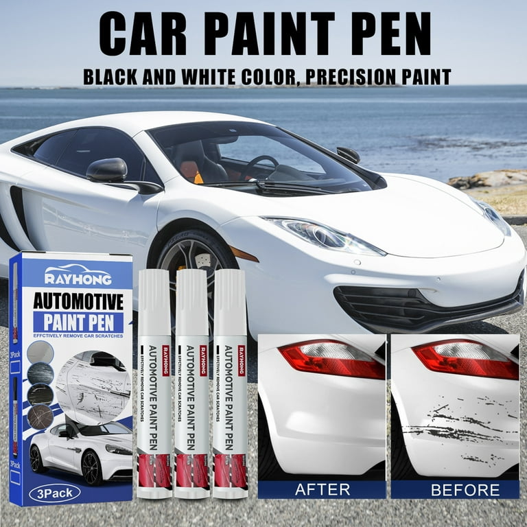 3 Pieces Car Touch Up Paint Pen Black/white Waterproof Auto