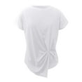 thumbnail image 5 of Mittory Women Asymmetrical Front Twist Top Short Batwing Sleeve Crewneck Summer Shirt, 5 of 6