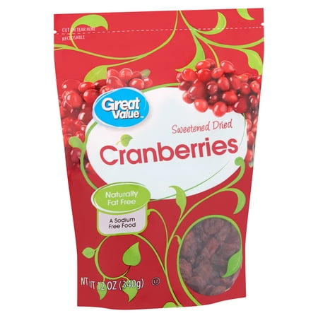 (2 Pack) Great Value Sweetened Dried Cranberries, 12 (Dry Fruits Best Price)