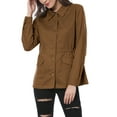 thumbnail image 5 of Allegra K Women's Drawstring Waist Flap Pocket Zip Button Utility Jacket, 5 of 6