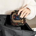 thumbnail image 6 of 1Pc Cute Period Bag Menstrual Cup Pouch, Large Storage Bag Sanitary Purse for Sanitary Napkin Pads, Letter J with Birds Leaves Retro Pattern Pads Organizer for Girls Women, 6 of 6