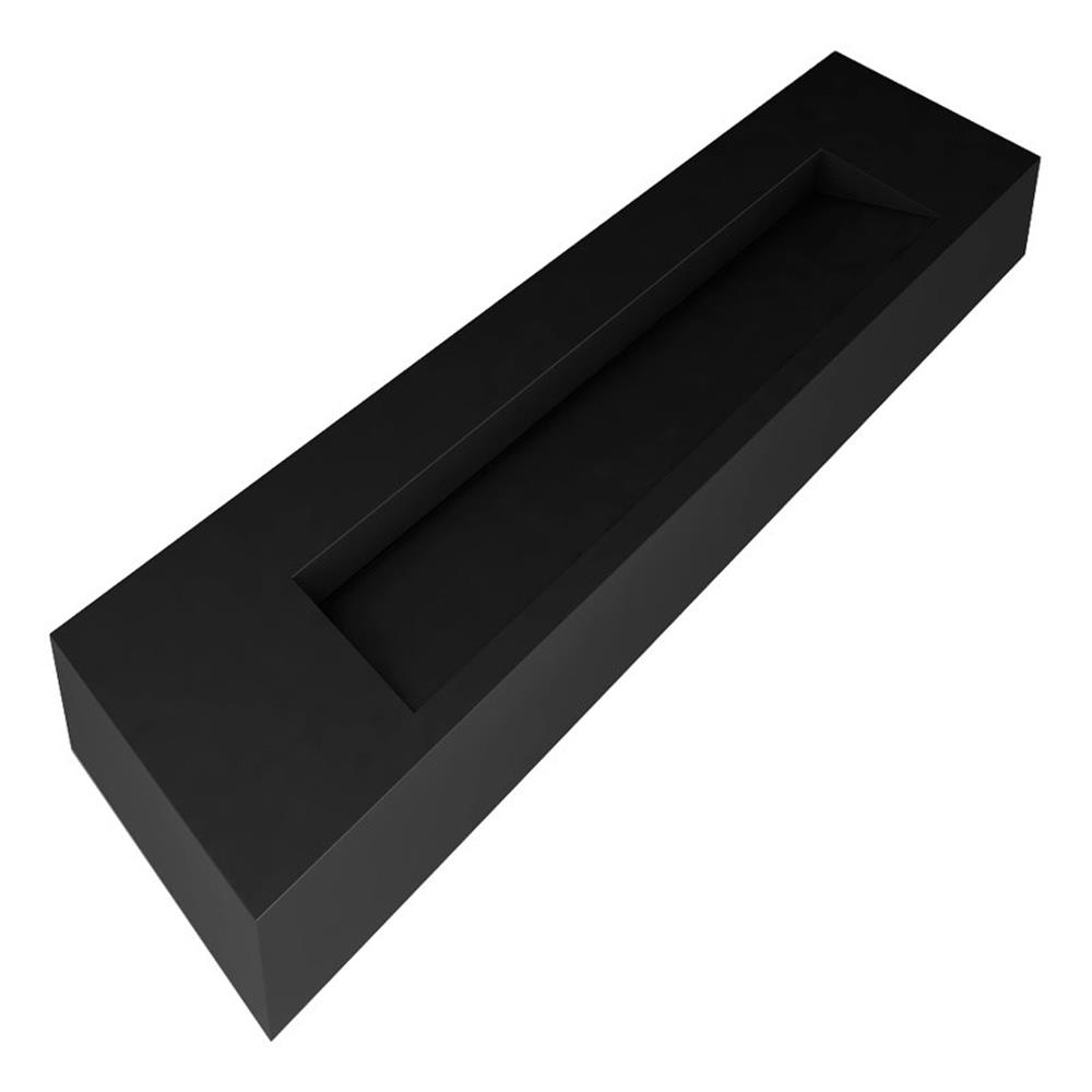 Pyramid 72" Solid Surface Bathroom Sink in Black No Faucet Hole