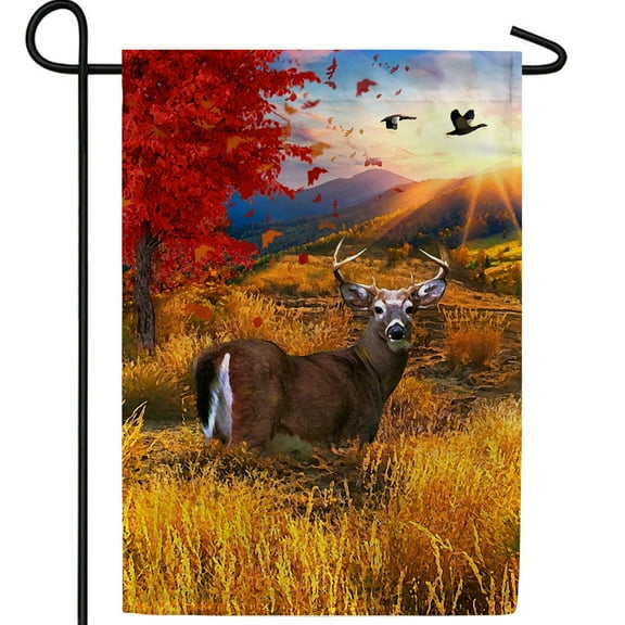 America Forever Whitetail Deer Garden Flag, 12.5 x 18 inches Double Sided, Autumn Deer Garden Flag, Fall Leaves and Wildlife Scene, Seasonal Decorative Outdoor Flags for Yard, Lawn, and Garden Decor
