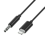 Auto Drive Lightning to 3.5 mm Plug Stereo Aux Cable, 3 ft Audio Cord, Mfi Certified,Black