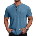 thumbnail image 2 of Men's Henley Shirts Casual Short Sleeve Button T-Shirt with Pocket, 3XL, 2 of 6