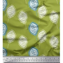 Soimoi Green Cotton Duck Fabric Artistic Leaves Print Fabric by the Yard 42 Inch Wide