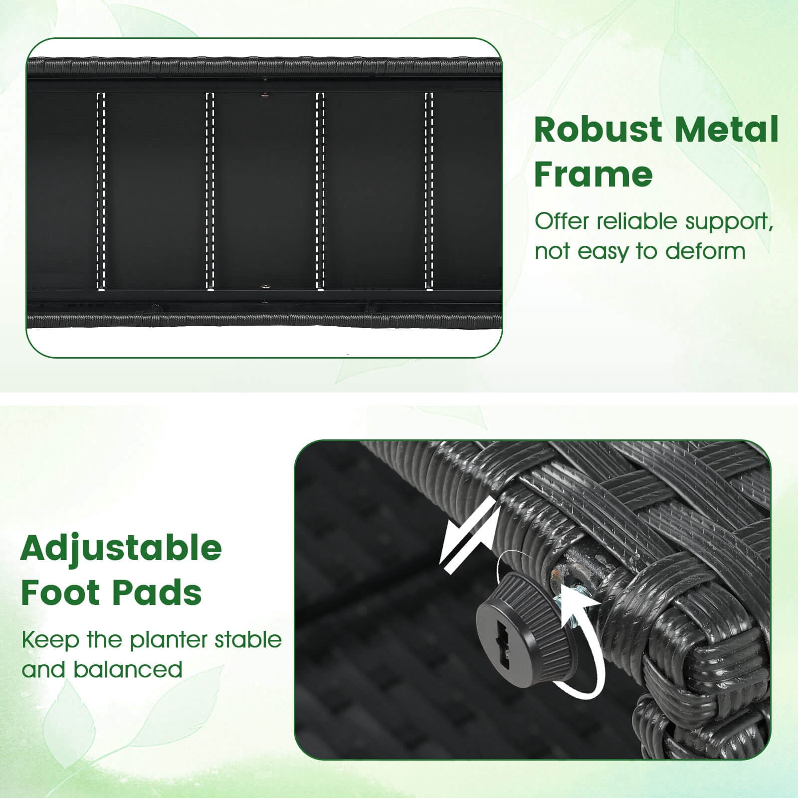 Costway 1 PCS 58” Raised Garden Bed with Trellis, Wicker Planter Box with Privacy Screen Black