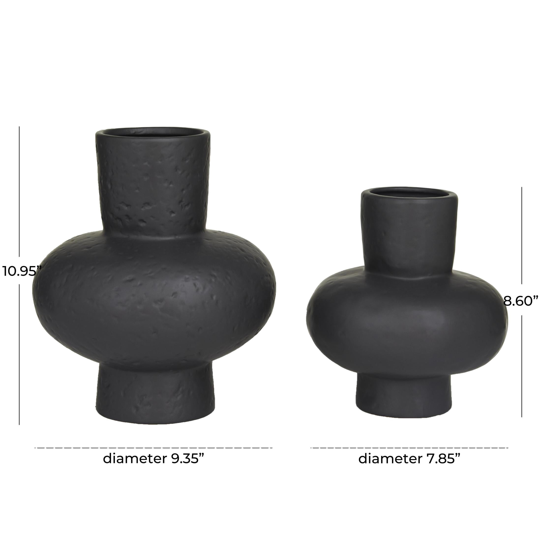 CosmoLiving by Cosmopolitan 11", 9"H Gourd Style Black Ceramic Vase, Set of 2