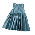 thumbnail image 2 of KYAIGUO Robe d'Été en Coton et Lin pour Bébé Fille, Sans Manches, Couleur Unie, Robe en Lin Décontractée, Robe de Princesse pour 2-6 Ans, 2 of 9
