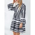 thumbnail image 6 of Caoirhny Women Flowy Dress Casual Contrast Color Loose V Neck Long Sleeve Party Dress for Beach Cocktail Club Streetwear, 6 of 9