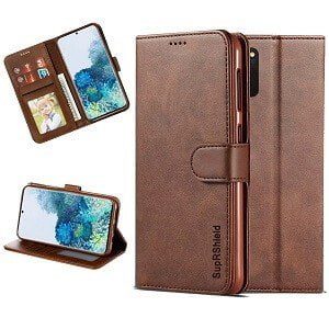 Samsung Galaxy Note 8 Brown Genuine SupRShield Wallet Leather Flip Stand Magnetic Case Cover