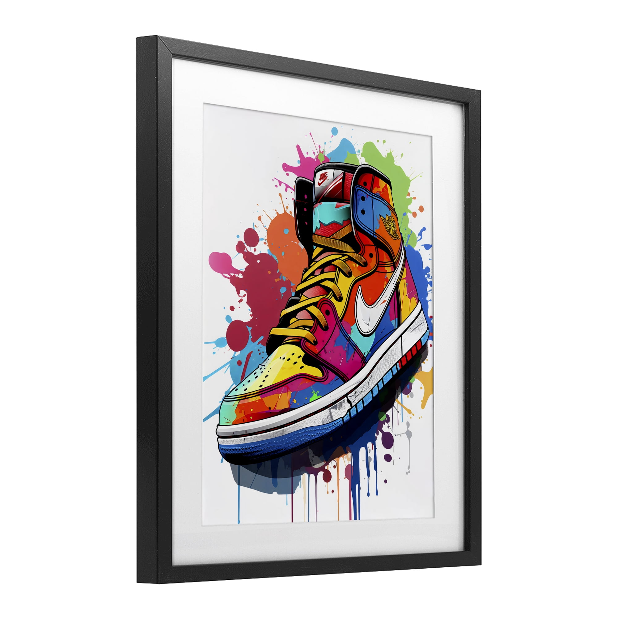 Stupell Industries Graffiti Sneaker on White Black Framed Print Under Glass, design by Creative Studio