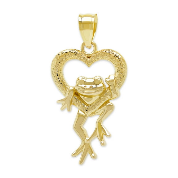 Gold Frog Charm Pendant - 10 Karat Gold - Frog Jewelry - Animal Jewelry