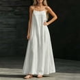thumbnail image 2 of VBVC Women's Spaghetti Strap A-Line Maxi Dress , Ladies' Loose Casual Sleeveless Beach Dress , Summer Vacation Flowy Long Dress For Women,White,S-3XL, 2 of 8