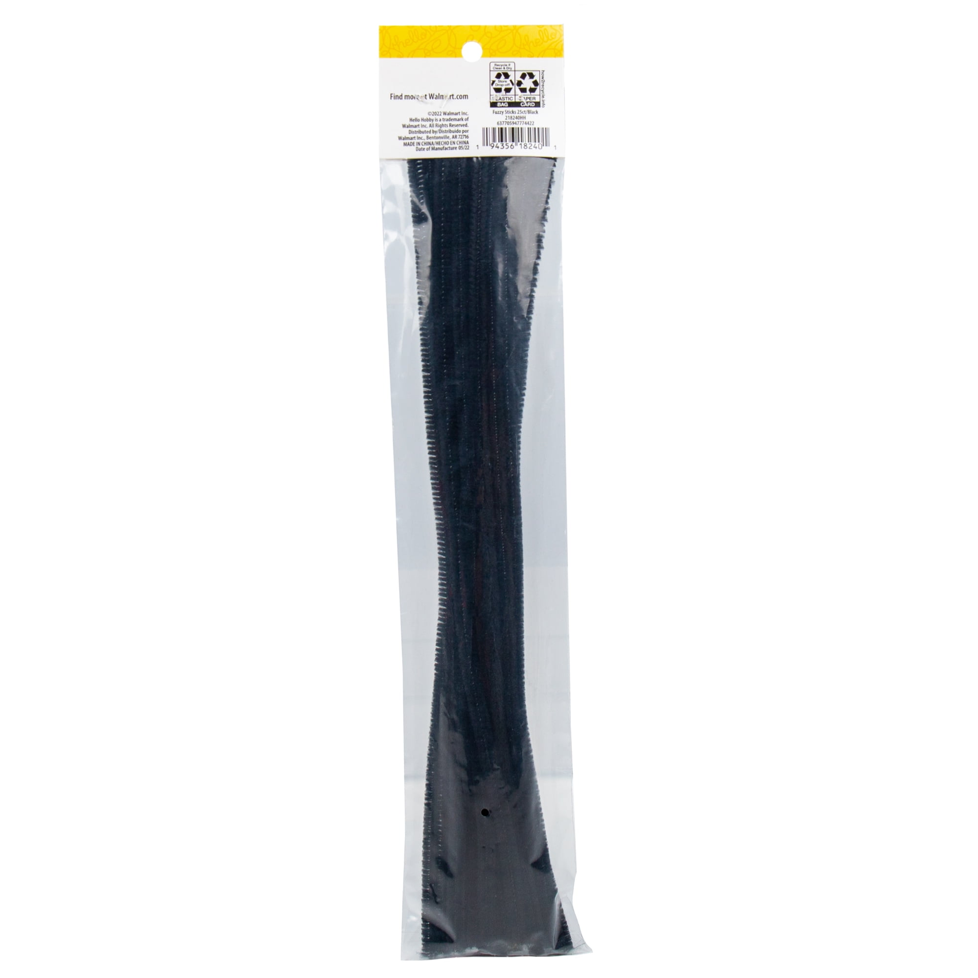 (7 pack) Hello Hobby Black Fuzzy Sticks, 25-Pack