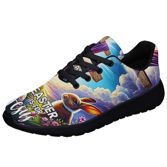 EaStr Is For Jesus Bunny Rabbit Jesus ChriStCross Shoes Sneakers for Women Men Black Size 3.5