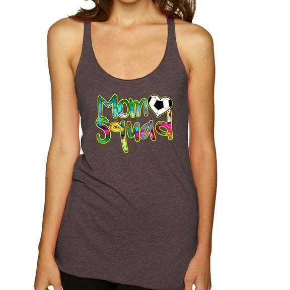 Wild Bobby, Soccer Mom Squad, Sports, Women Tri-Blend Racerback Tank Top, Brown, Small