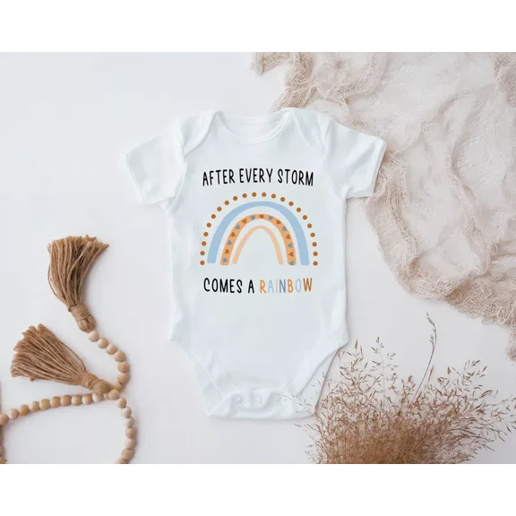 After Every Storm Comes A Rainbow Blue Baby Vest, Cute Rainbow Baby Shower Gift Cute Baby Onesie, BABY BODYSUIT LAT 4424