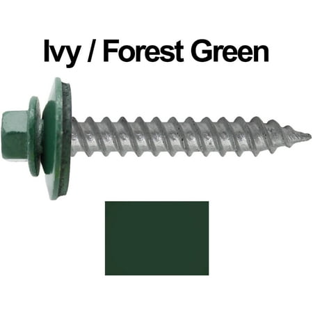 

Jake Sales Brand - 12 x 1-1/2 ReGrip Sheet Metal Roof Screw ~250 Hex Head - Sharp Point - 5/8 EPDM washer - IVY / FOREST GREEN