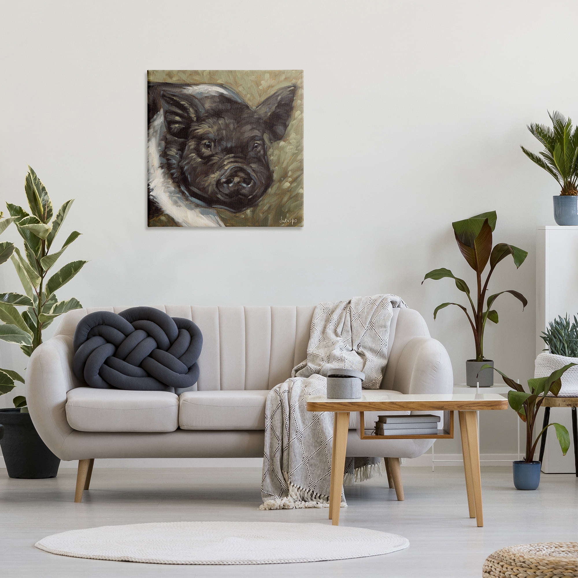 Stupell Industries Country Pig Painting Animals & Insects Painting Gallery Wrapped Canvas Art Print Wall Art, 30 x 30