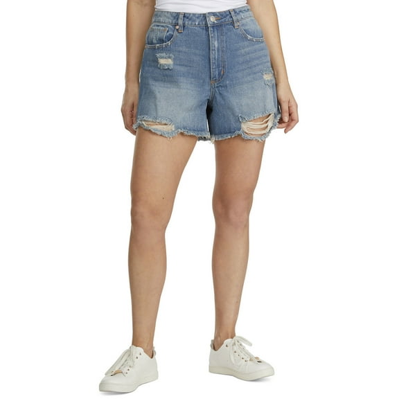 Numero Juniors' Distress Raw-Hem Shorts Blue Wash Size 30