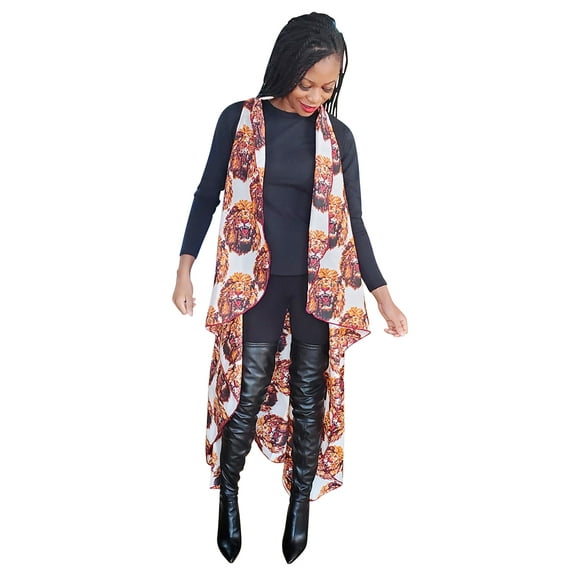 Lion African Print Fashion Shawl wrap with Armholes Light-weight with Belt