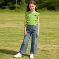 thumbnail image 5 of Auroural Toddler Girls Summer Clothes 5T Girls Ruffle Sleeve Drawstring Crop Tops with Cute Embroidery - Casual Summer T-Shirt for Kids 2-10 Years, 5 of 7