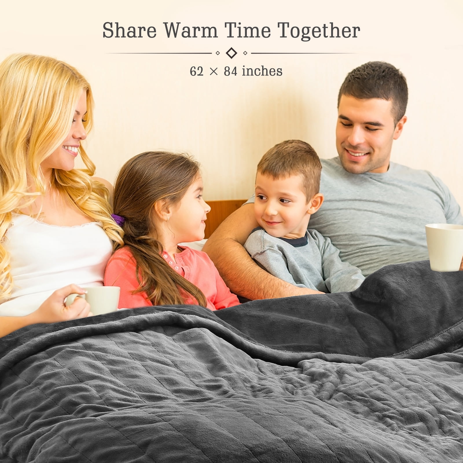 MaxKare Electric Heated Blanket Twin Size with 6 Heating Levels & 10H Timer, Flannel, Gray