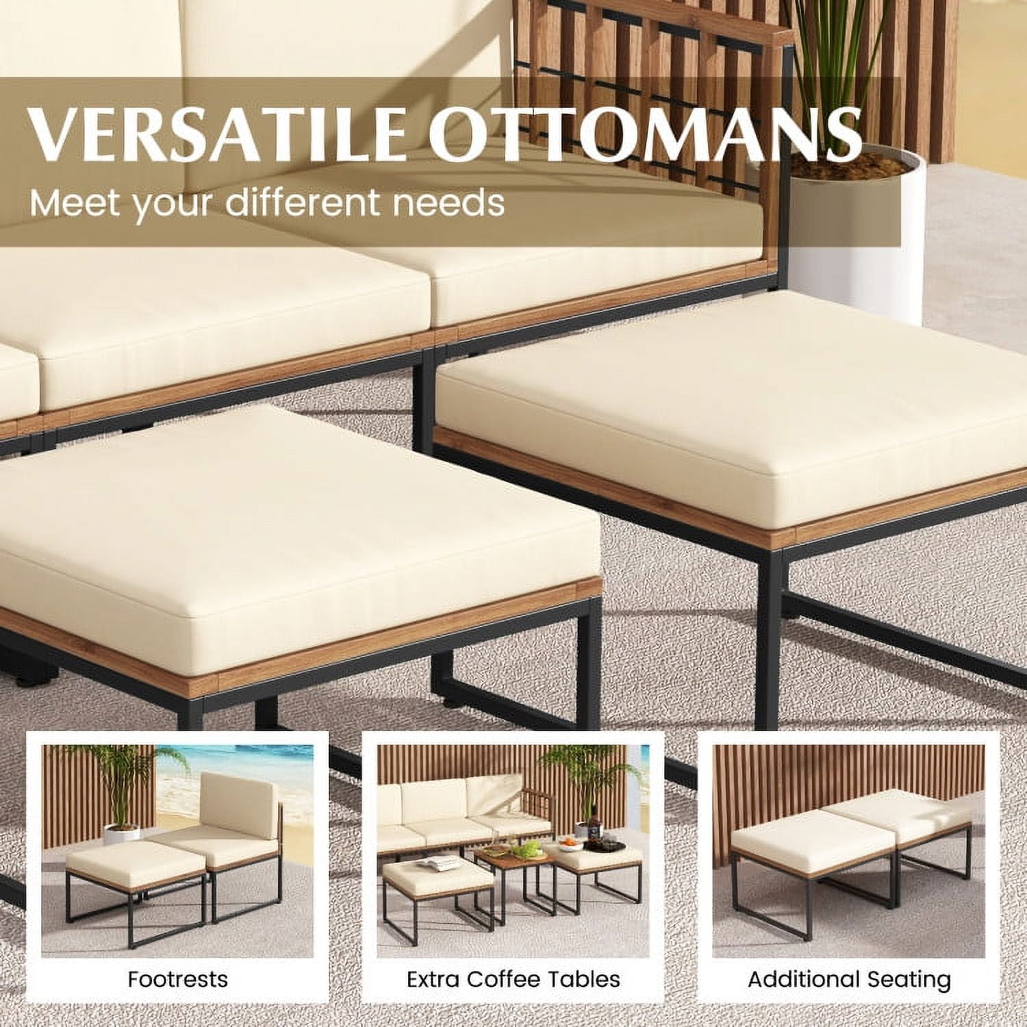 Aimee Lii 6 Pieces Patio Chair Set Acacia Wood Outdoor Sofa Set with Soft Cushions, Outdoor Patio Furniture Sets, Beige Aimee Lii 6 Pieces Patio Chair Set Acacia Wood Outdoor Sofa Set with Soft Cushions, Outdoor Patio Furniture Sets, Beige