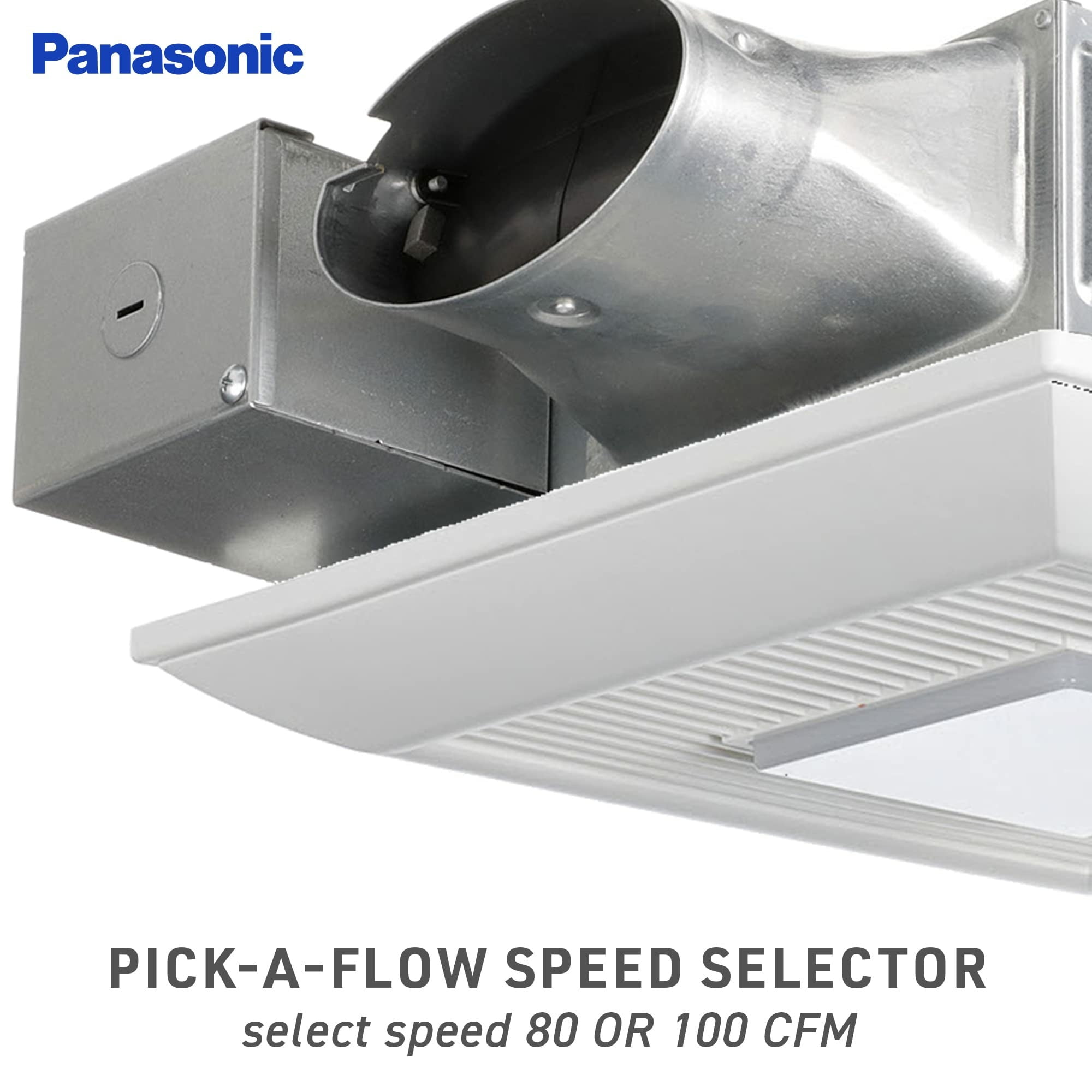 Panasonic WhisperValue Ceiling/Wall Mount Dual Speed Bathroom Exhaust Fan with LED Light, 30 to 100 CFM, FV-0810VSSL1
