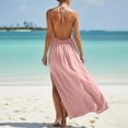 thumbnail image 6 of ClodeEU Women's Halter Neck Sleeveless Backless Maxi Dress,Beach Vacation Summer Dress with Slit Pink,Women's Plus XL, 6 of 7
