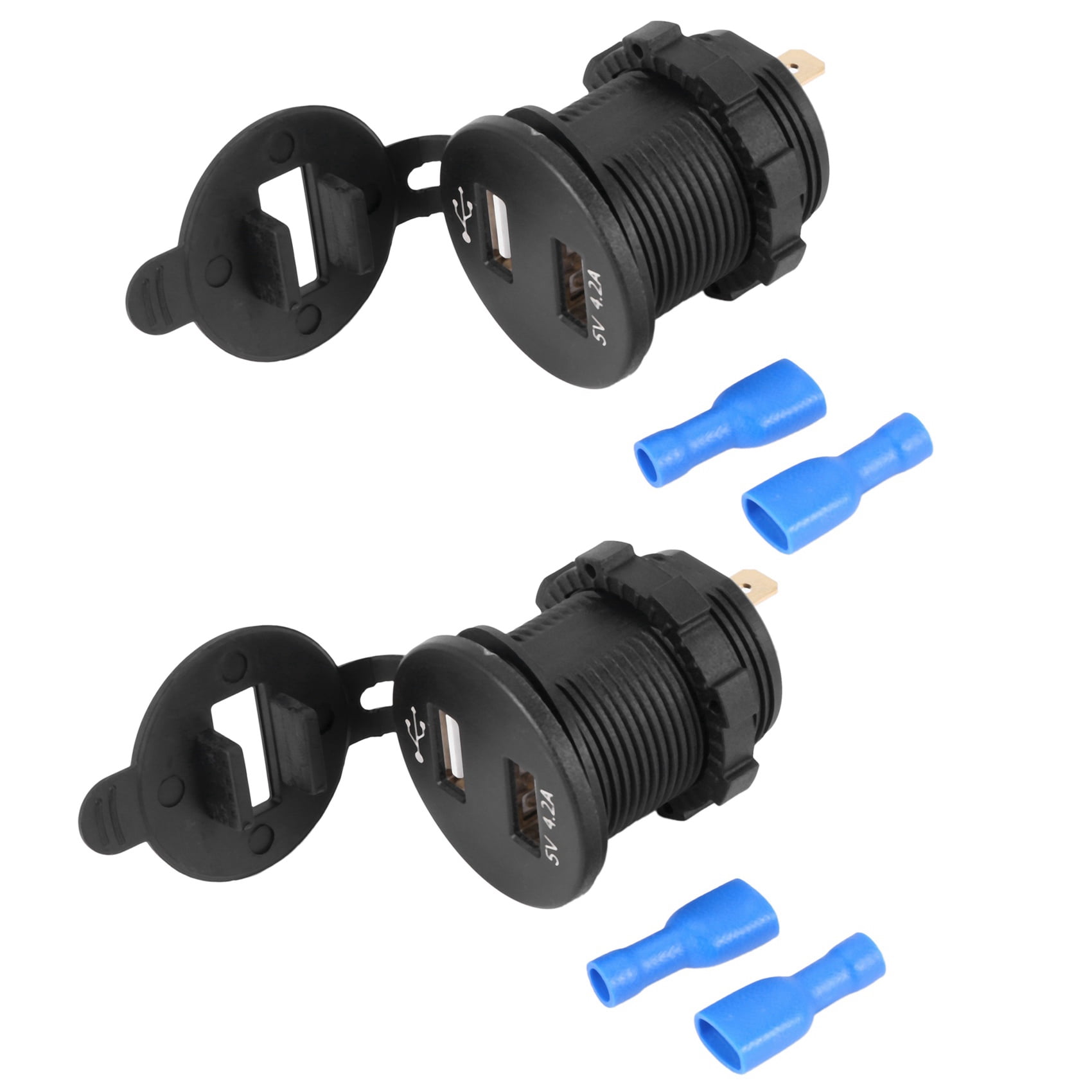 2X USB Car Socket 12V Car Charger 5V 4.2A Dual USB Car Charger Waterproof Cigarette Adapter with LED Digital Voltmeter