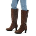 thumbnail image 5 of Pennysue Women Knee High Boots Dark Brown Wide Calf Chunky Heel Booties For Women 9M, 5 of 6