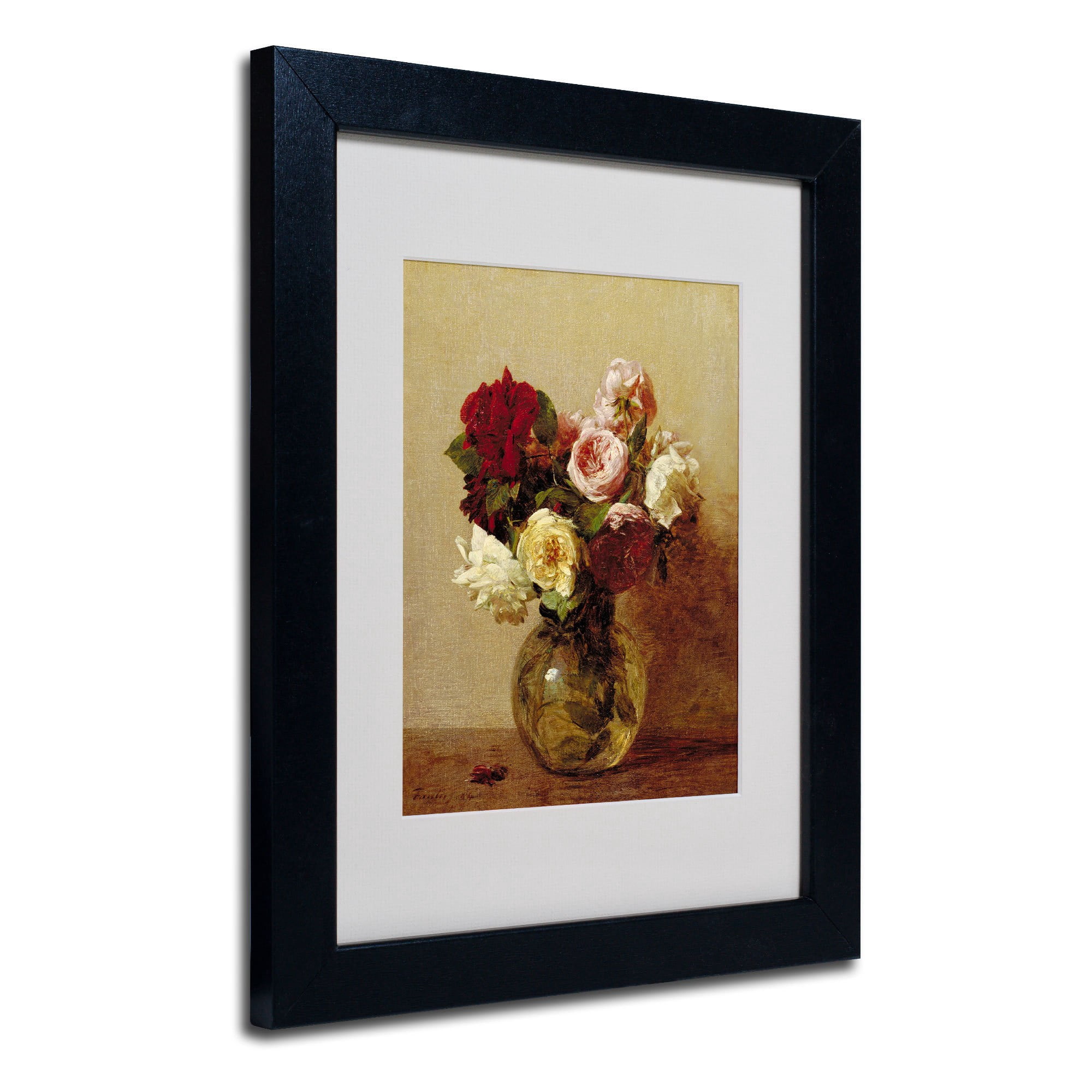 Trademark Fine Art "Roses 1884" Framed Canvas Art by Henri Fantin Latour