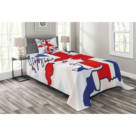 Union Jack Bedspread Set Faded United Kingdom Flag And Country