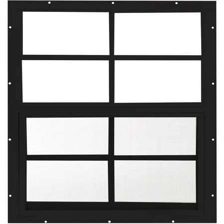 Shed Windows 24x27 (1-Pack) | Sliding Windows with Tempered Glass & Screens | Flush Mount, Black Aluminum Frames for Sheds, Chicken Coops & Playhouses
