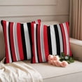 thumbnail image 6 of 2 Pack Outdoor Waterproof Throw Pillow Covers,Black Red Grey Vertical Stripes Decorative Square Patio Pillowcases for Chair Couch Sofa 16x16in, 6 of 9