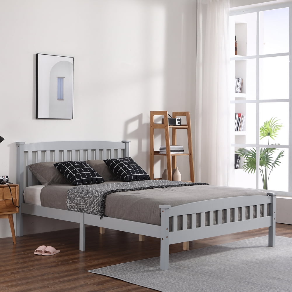 Kepooman Pine Platform Bed Frame with Headboard/wood Plank Support/no Spring Required/easy to Assemble, Queen Size-Gray Kepooman Pine Platform Bed Frame with Headboard/wood Plank Support/no Spring Required/easy to Assemble, Queen Size-Gray