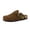 Brown, variant on Hamlet Genuine Leather Suede Clogs for Women, Slip On Shoes with Detailed Metal Buckle Strap and Memory Foam Footbed